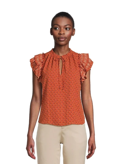 BCBG PARIS FLUTTER SLEEVE TOP