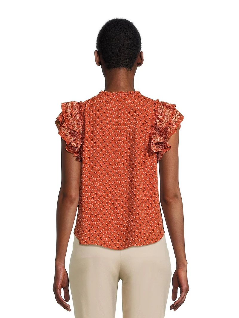 BCBG PARIS FLUTTER SLEEVE TOP