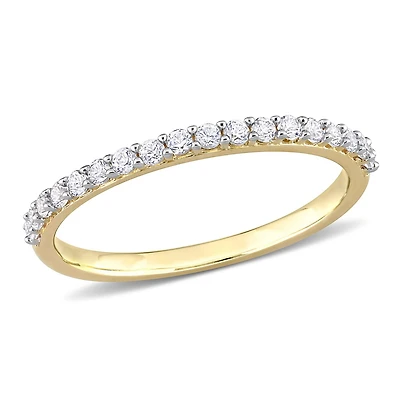 Miabella 3/8 Carat T.G.W. Created White Sapphire 10K Yellow Gold Semi-Eternity Anniversary Ring