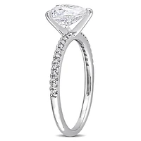 Bague de fiançailles de Miabella avec 1-1/4 Carat PBT de Moissanite synthétique et 1/10 Carat Poids Total de Diamant en Or Blanc 14K