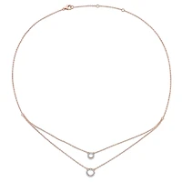 Miabella Diamond Accent Rose Rhodium-Plated Sterling Silver Double Layer Circular Necklace