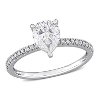 Miabella 1-1/4 Carat T.G.W. Created Moissanite and 1/10 Carat T.W. Diamond 14K White Gold Teardrop Engagement Ring