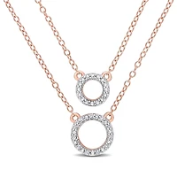 Miabella Diamond Accent Rose Rhodium-Plated Sterling Silver Double Layer Circular Necklace