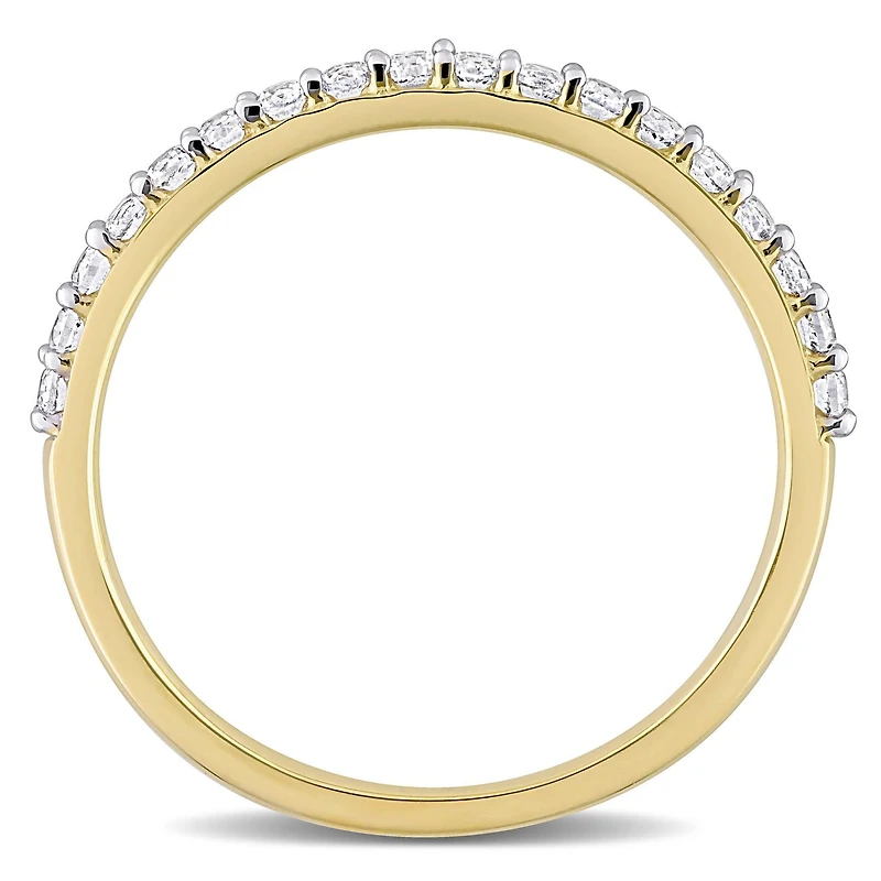 Miabella 3/8 Carat T.G.W. Created White Sapphire 10K Yellow Gold Semi-Eternity Anniversary Ring