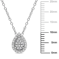 Pendentif Goutte en Grappe à Auréole avec chaîne de Miabella avec 1/10 Carat Poids Total de Diamant en Argent Sterling