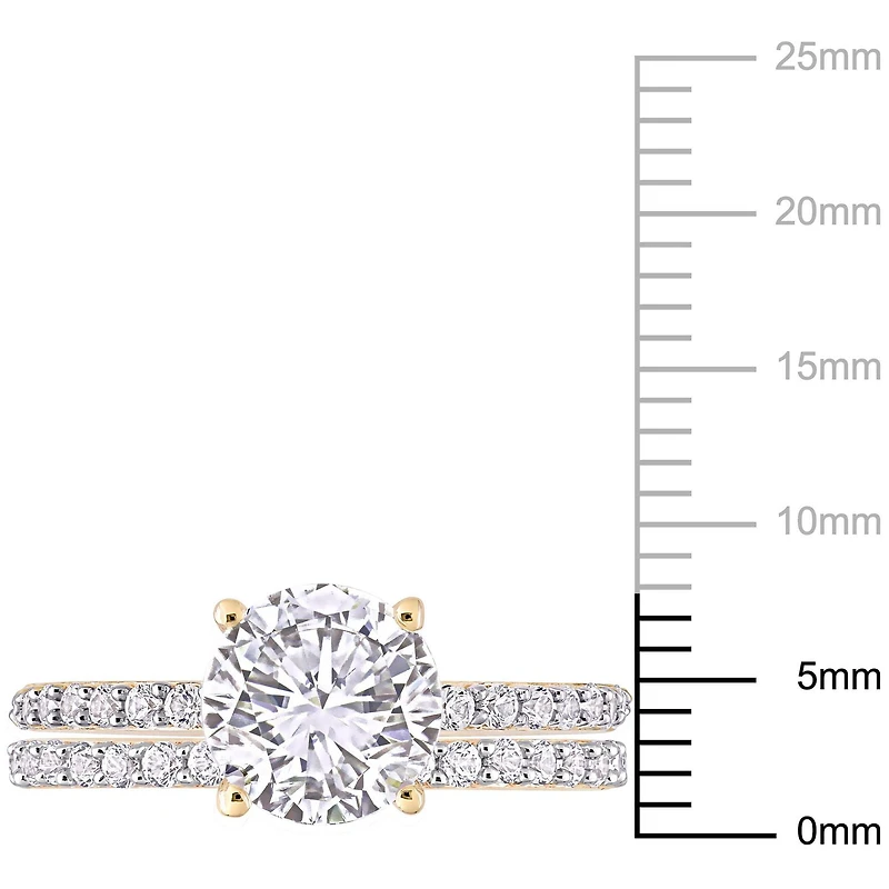 Ensemble de bague nuptial de Miabella avec 3-1/10 Carat PBT de Saphir synthétique Blanc en Or Jaune 10K