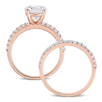 Miabella 3-1/10 Carat T.G.W. Created White Sapphire 10K Rose Gold Bridal Ring Set