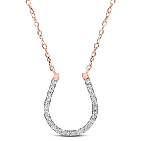 Miabella 1/6 Carat T.W. Diamond Rose Rhodium Plated Sterling Silver Horseshoe Necklace