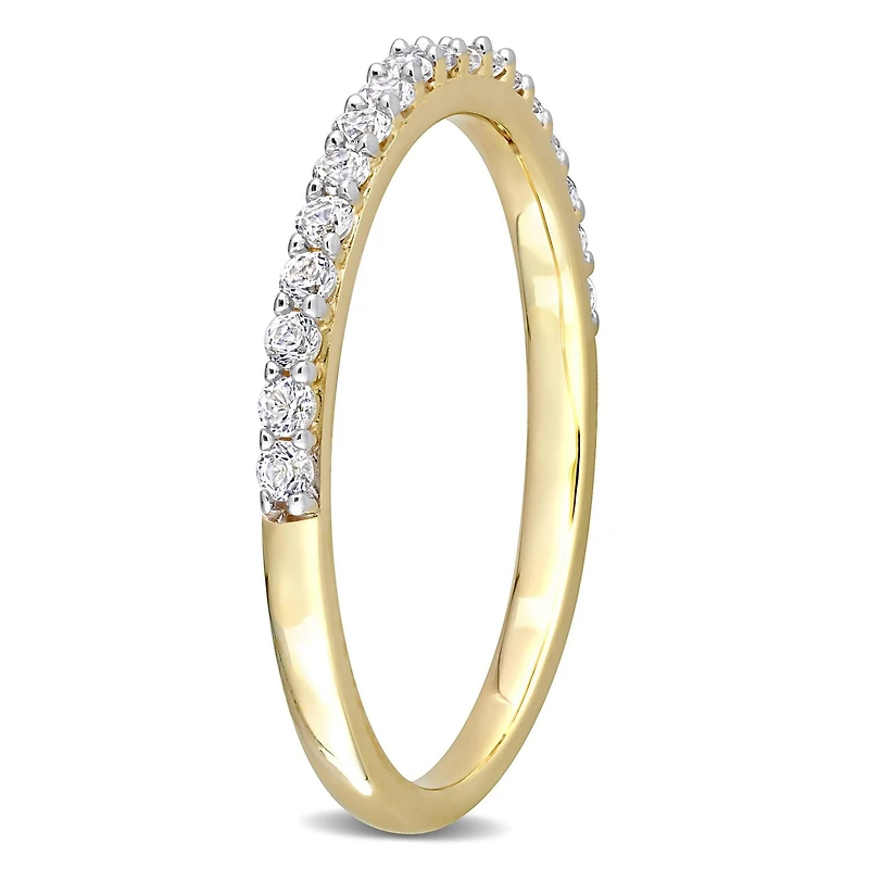 Miabella 3/8 Carat T.G.W. Created White Sapphire 10K Yellow Gold Semi-Eternity Anniversary Ring