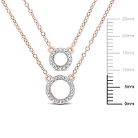 Miabella Diamond Accent Rose Rhodium-Plated Sterling Silver Double Layer Circular Necklace