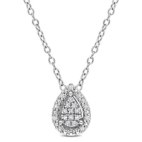 Pendentif Goutte en Grappe à Auréole avec chaîne de Miabella avec 1/10 Carat Poids Total de Diamant en Argent Sterling