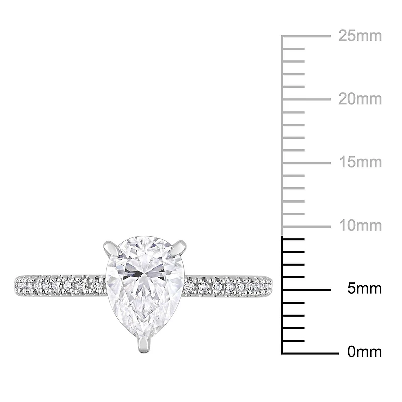Bague de fiançailles de Miabella avec 1-1/4 Carat PBT de Moissanite synthétique et 1/10 Carat Poids Total de Diamant en Or Blanc 14K