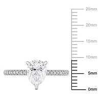 Bague de fiançailles de Miabella avec 1-1/4 Carat PBT de Moissanite synthétique et 1/10 Carat Poids Total de Diamant en Or Blanc 14K
