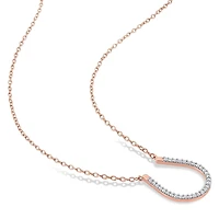 Miabella 1/6 Carat T.W. Diamond Rose Rhodium Plated Sterling Silver Horseshoe Necklace