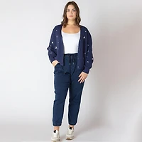 Devoted Taille Plus Femme cardigan en tricot à manches longues, boutonné sur le devant