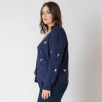 Devoted Women's Plus Size long sleeve knit cardigan with button-up front