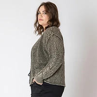 Devoted Taille Plus Femme cardigan à manches longues en tricot
