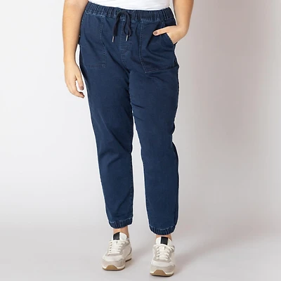 Devoted Taille Plus Femme jogger en denim avec cordon de serrage