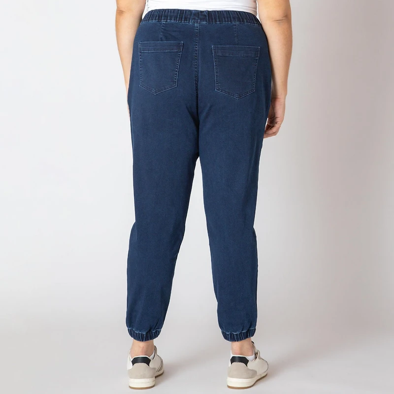 Devoted Taille Plus Femme jogger en denim avec cordon de serrage