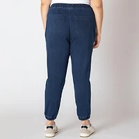 Devoted Taille Plus Femme jogger en denim avec cordon de serrage