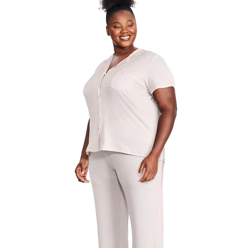 Pyjama 2 pièces avec haut à col cranté George Plus pour femmes
