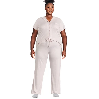 Pyjama 2 pièces avec haut à col cranté George Plus pour femmes