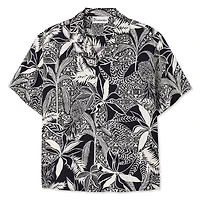 No Boundaries Men's Short Sleeve Button Front Printed Resort Shirt