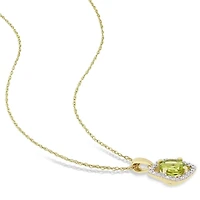 Ensemble 3PC Boucles d’oreilles, Collier et Bague carrés auréole de Miabella avec 2-7/8 Carat PBT de Péridot et 1/3 Carat Poids Total de Diamant en Or Jaune 10K