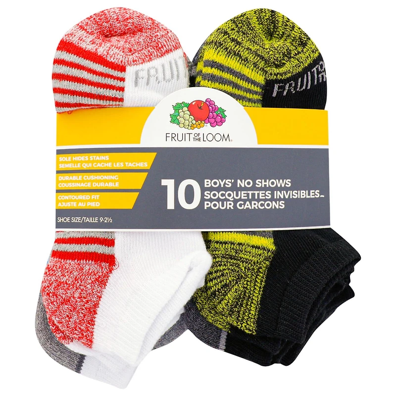 Fruit of the Loom Boys No Show Socks -10 Pack
