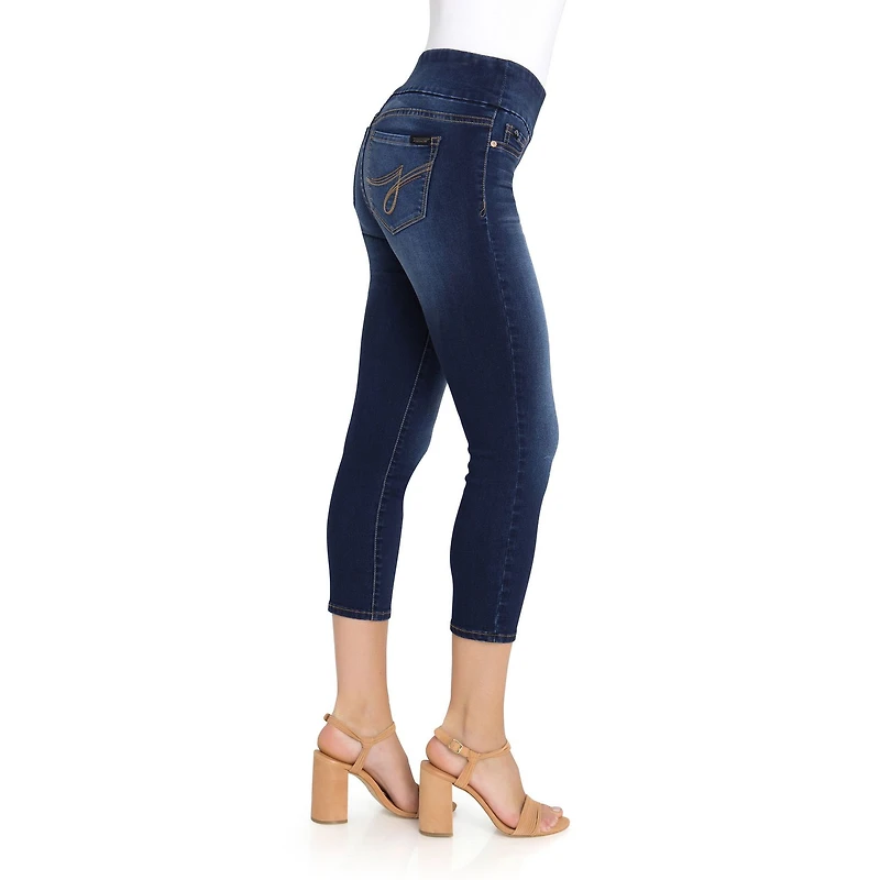 Jordache Women's Wide Waistband Pull on Legging Crop