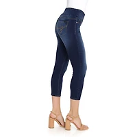 Jordache Women's Wide Waistband Pull on Legging Crop