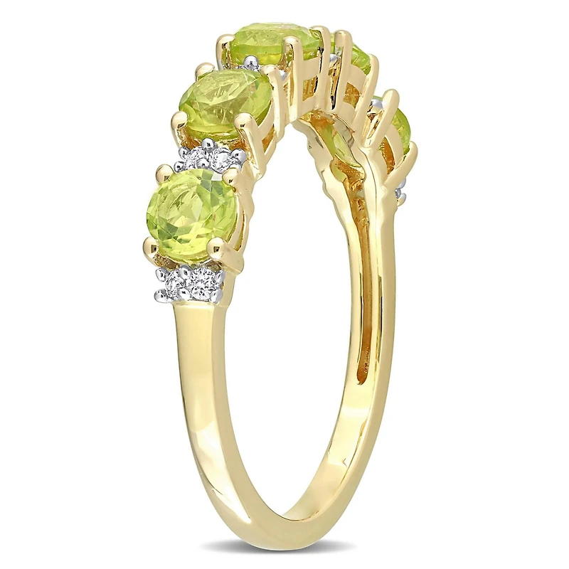 Bague d’anniversaire de Miabella avec 1-3/5 Carat PBT de peridot et saphir blanc en argent sterling plaqué jaune
