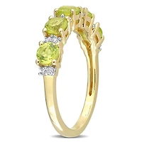 Bague d’anniversaire de Miabella avec 1-3/5 Carat PBT de peridot et saphir blanc en argent sterling plaqué jaune