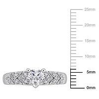 Miabella 3/5 Carat T.G.W. Created White Sapphire and Diamond Accent Sterling Silver Heart Promise Ring