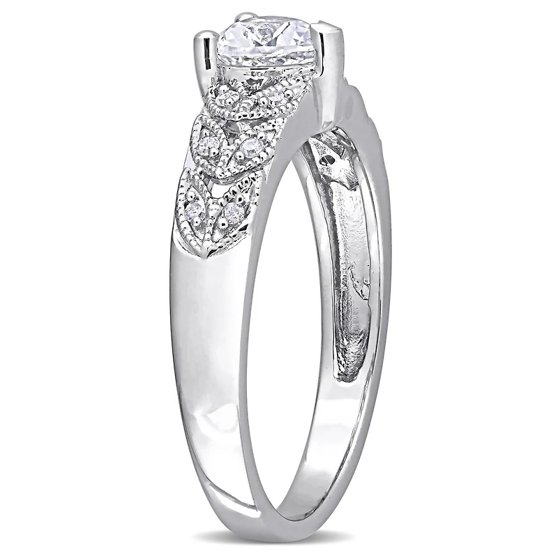 Miabella 3/5 Carat T.G.W. Created White Sapphire and Diamond Accent Sterling Silver Heart Promise Ring