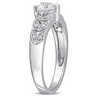 Miabella 3/5 Carat T.G.W. Created White Sapphire and Diamond Accent Sterling Silver Heart Promise Ring