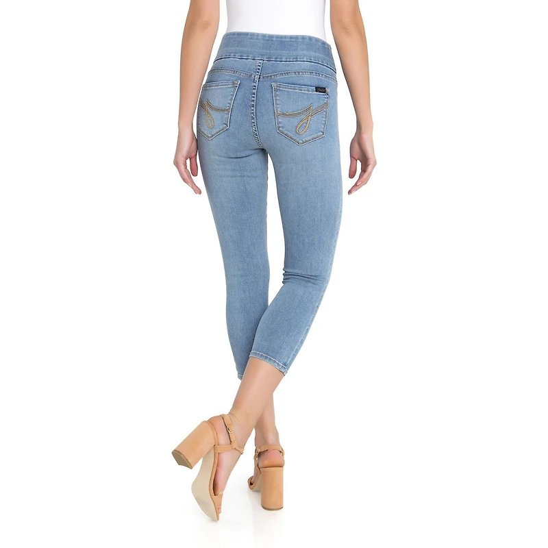 Jordache Women's Wide Waistband Pull on Legging Crop