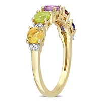 Bague d’anniversaire de Miabella avec 1-2/5 Carat PBT de pierres précieuses multicolores en argent sterling plaqué jaune