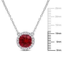 Miabella 2-3/4 Carat T.G.W. Created Ruby and Created White Sapphire Sterling Silver Halo Necklace