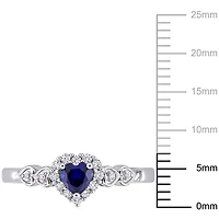 Bague de promesse en forme de coeur de Miabella avec 3/8 Carat PBT de saphir synthèse bleu, saphir synthèse blanc et accents de diamant en argent sterling
