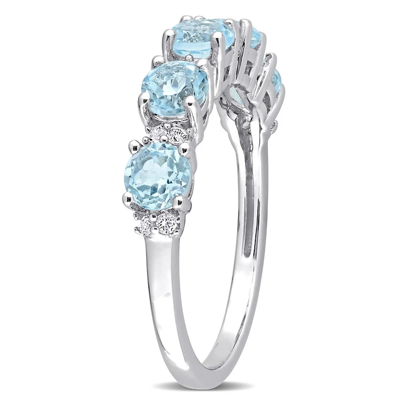 Bague d’anniversaire de Miabella avec 1-5/8 Carat PBT de topaze bleue et topaze blanche en argent sterling