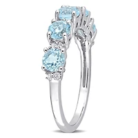 Bague d’anniversaire de Miabella avec 1-5/8 Carat PBT de topaze bleue et topaze blanche en argent sterling
