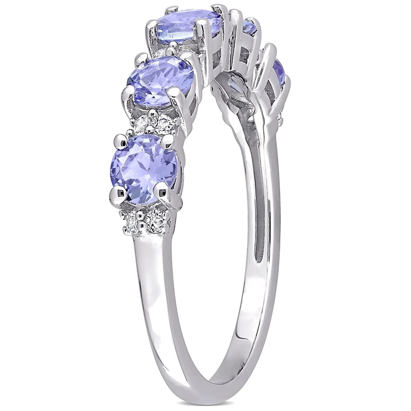 Bague d’anniversaire de Miabella avec 1-1/2 Carat PBT de tanzanite et topaze blanc en argent sterling