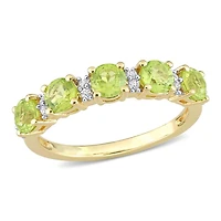 Bague d’anniversaire de Miabella avec 1-3/5 Carat PBT de peridot et saphir blanc en argent sterling plaqué jaune