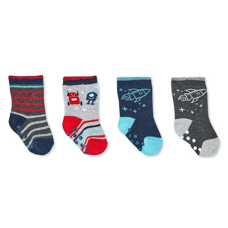 Lot de 4 paires de mi-chaussettes antidérapantes George pour bébés garçons