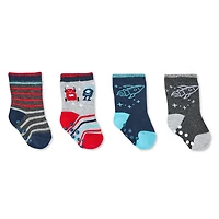 Lot de 4 paires de mi-chaussettes antidérapantes George pour bébés garçons