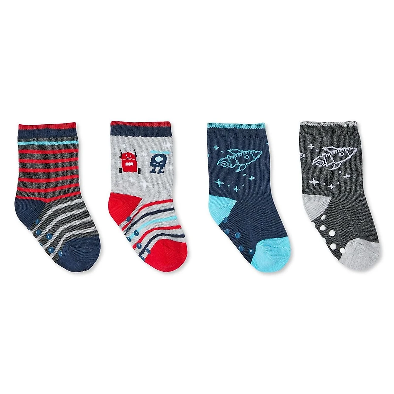 Lot de 4 paires de mi-chaussettes antidérapantes George pour bébés garçons