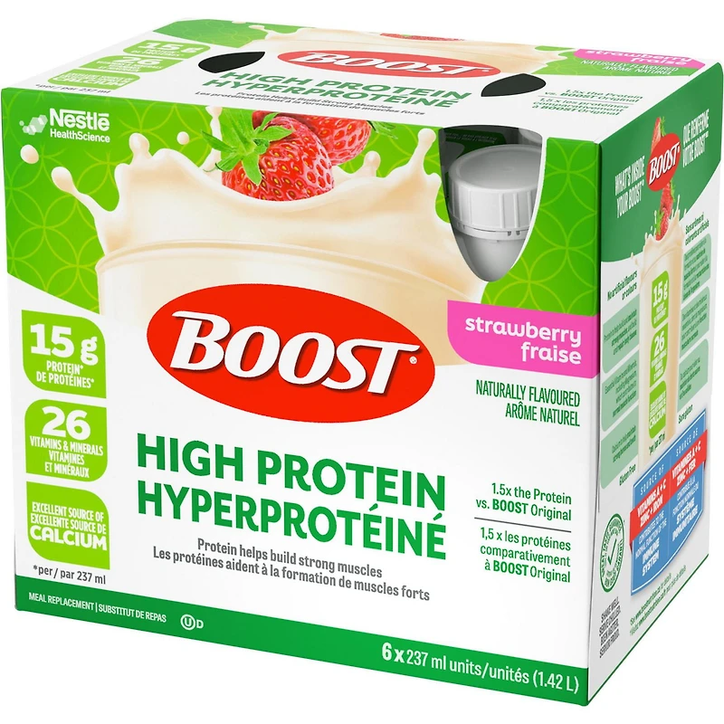 BOOST High Protein Meal Replacement Drink – Strawberry 6 x 237 ml, 6 x 237 ML