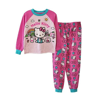 Ensemble de nuit 2 pièces noeud et étoiles Hello Kitty pour fille
