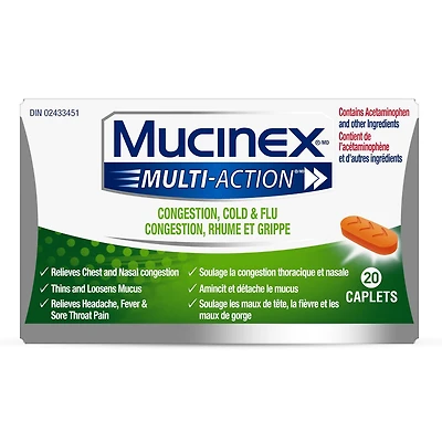 Mucinex ® Multi-Action Cold & Sinus Caplets, 20 Count